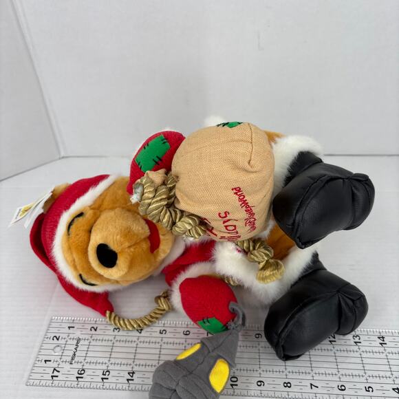 Disney World Winnie Pooh Bear Plush Santa Claus Lantern Happy Holidays Bag 13" - Picture 9 of 11